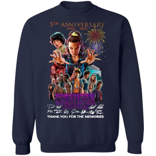 Stranger Things 5th Anniversary 2016 2021 Thank You For The Memories Signatures Shirt
