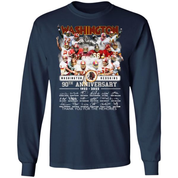 Washington Redskins 90th Anniversary 1932 2022 Thank You For The Memories Signatures Shirt