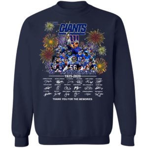 The New York Giants 95th Anniversary 1925 2020 Thank You For The Memories Signatures Shirt