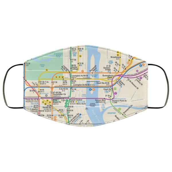 New York City subway map face mask