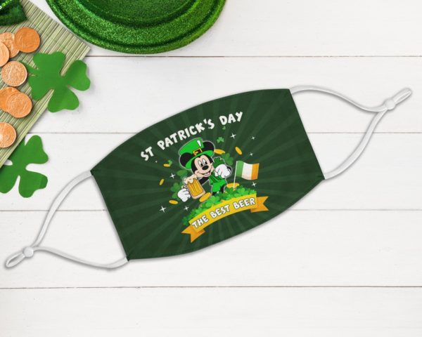 Mickey The Best Beer Leprechaun St Patrick’s Day Ireland Flag Face Mask