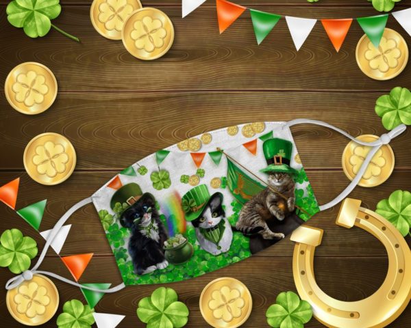 St Patrick’s Day Lucky Irish Cats Face Mask