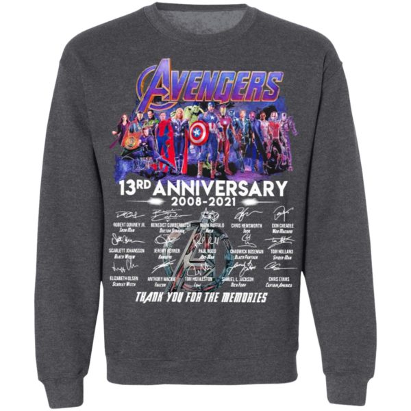 Avengers 13Th Anniversary 2008 2021 Thank You For The Memories Signatures Shirt