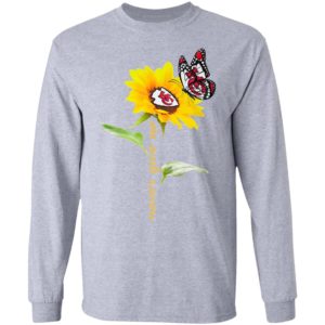 Kansas City Chiefs Football Sunflower And Butterfly Never Give Up Shirt