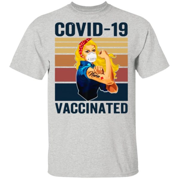 Strong Women Face Mask Tattoo Nurse Covid 19 Vaccinated Vintage Shirt
