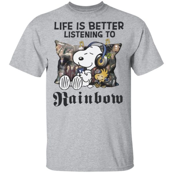 Snoopy Life Is Better Listening To Rainbow shirt