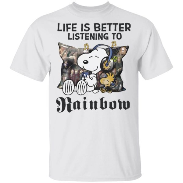 Snoopy Life Is Better Listening To Rainbow shirt