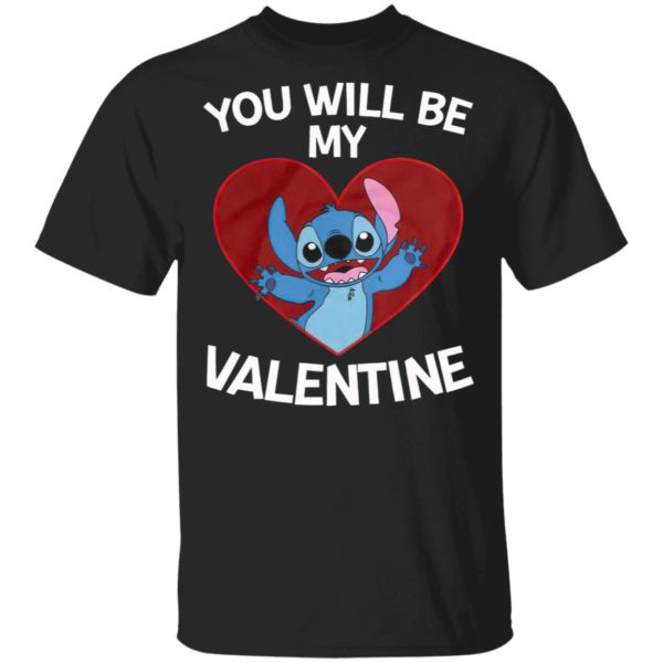Stitch Heart You Will Be My Valentine Shirt, Long Sleeve, Hoodie