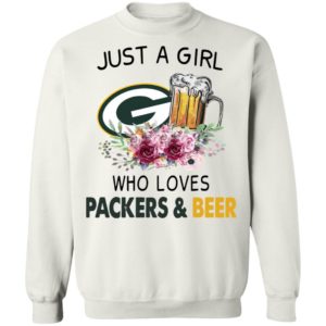 Just A Girl Who Loves Green Bay Packers And Beer Flowers Shirt, ladies tee