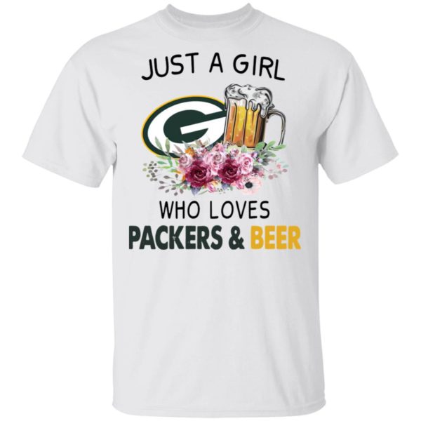 Just A Girl Who Loves Green Bay Packers And Beer Flowers Shirt, ladies tee