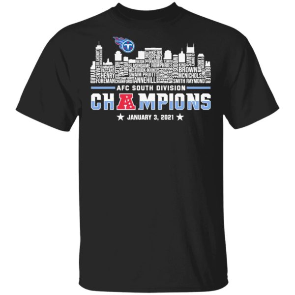 Tennessee Titans 2020 AFC South Division Champions January 3 2021 shirt