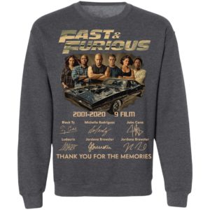 Fast _ Furious 2001-2020 9 Film Thank You For The Memories Signatures Shirt