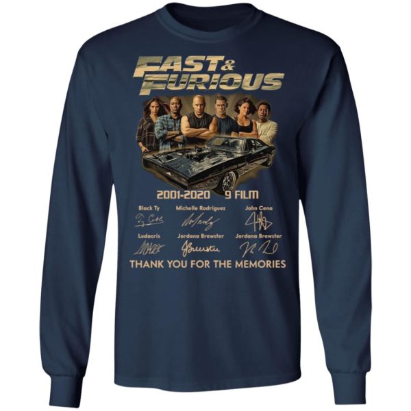 Fast _ Furious 2001-2020 9 Film Thank You For The Memories Signatures Shirt
