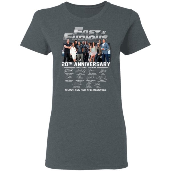 Fast & Furious 20th Anniversary 2001-2020 9 Film Thank You For The Memories Signatures Shirt