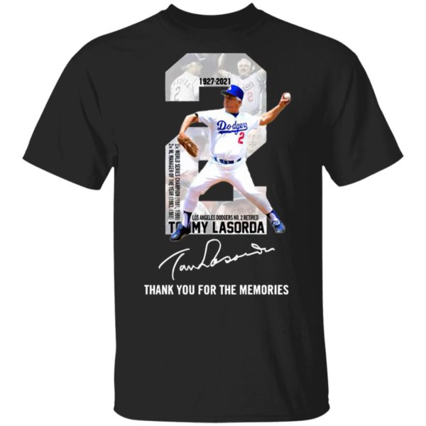 2 Tommy Lasorda Los Angeles Dodgers Thank You For The Memories Signature Shirt