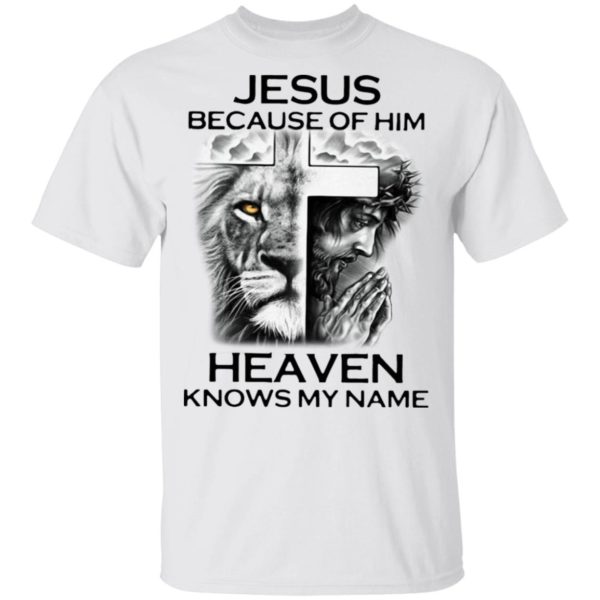 Lion Cross Jesus Because Of Him Heaven Knows My Name Shirt