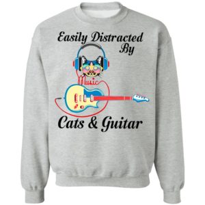 Cat Listen To Music Easily Distracted By Cats And Guitar Shirt