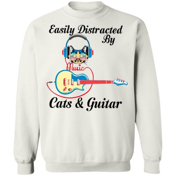 Cat Listen To Music Easily Distracted By Cats And Guitar Shirt