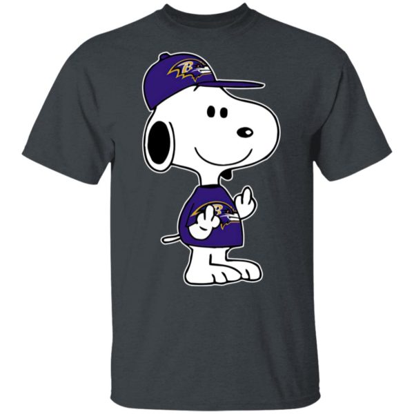 Snoopy Baltimore Ravens NFL Double Middle Fingers Fck You Shirt