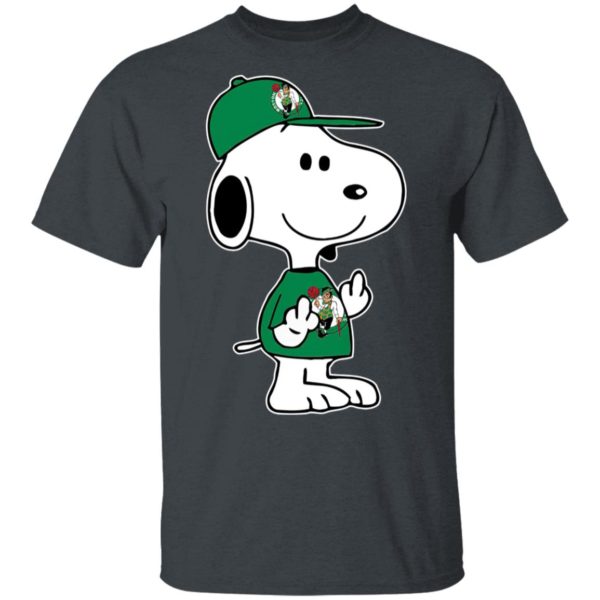 Snoopy Boston Celtics NBA Double Middle Fingers Fck You Shirt