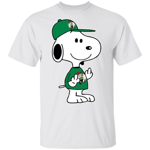 Snoopy Boston Celtics NBA Double Middle Fingers Fck You Shirt