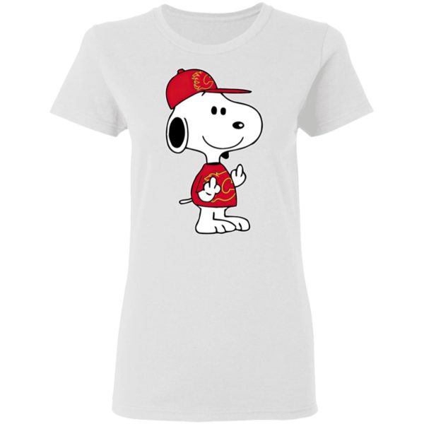 Snoopy Calgary Flames NHL Double Middle Fingers Fck You Shirt