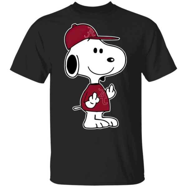 Snoopy Alabama Crimson Tide NCAA Double Middle Fingers Fck You Shirt