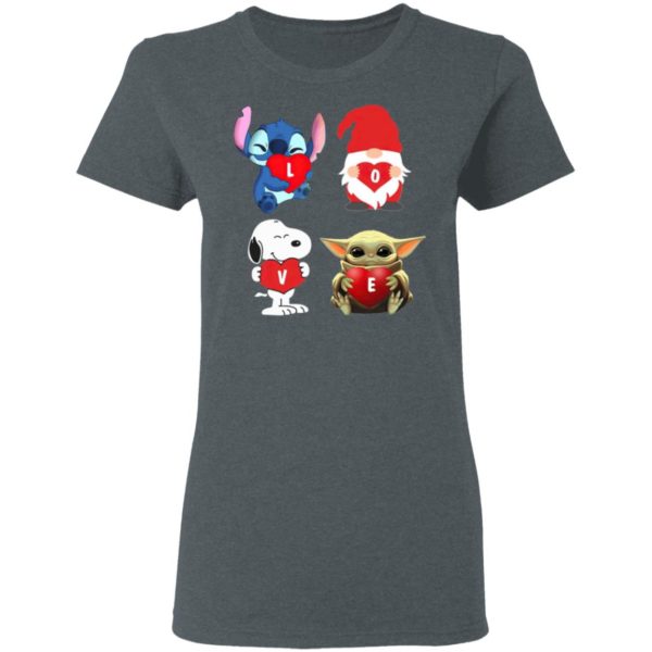 Love Stitch Gnome Snoopy And Yoda 2021 shirt