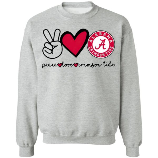 Peace Love And Alabama Crimson Tide Logo 2021 Shirt