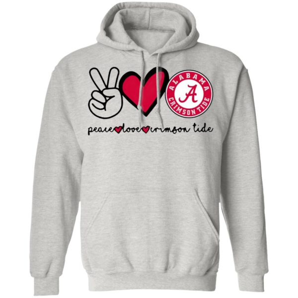 Peace Love And Alabama Crimson Tide Logo 2021 Shirt