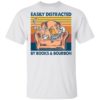 Vintage Skeleton Easily Distracted By Book And Bourbon 2021 Shirt