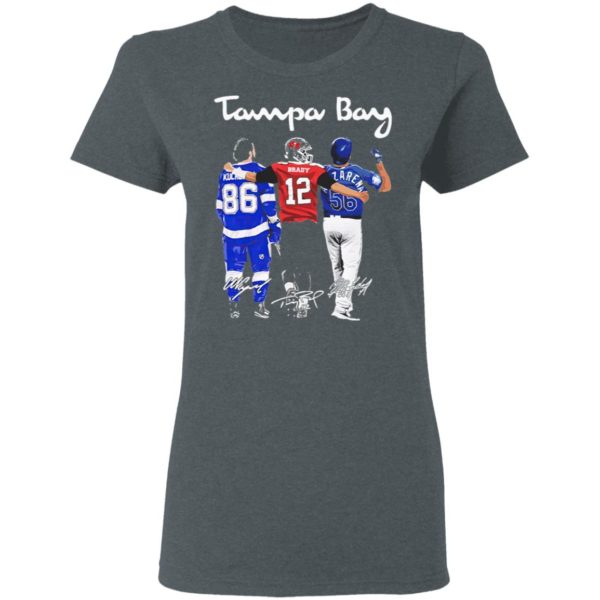 Tampa Bay Lightning Buccaneers Rays Nikita Kucherov Brady and Arozarena signatures shirt