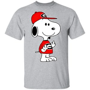 Snoopy Georgia Bulldogs NCAA Double Middle Fingers Fck You Shirt