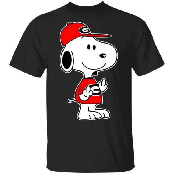 Snoopy Georgia Bulldogs NCAA Double Middle Fingers Fck You Shirt