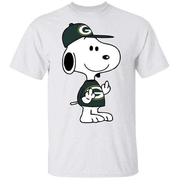 Snoopy Green Bay Packers NFL Double Middle Fingers Fck You Shirt