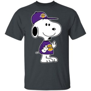 Snoopy Los Angeles Lakers NBA Double Middle Fingers Fck You Shirt