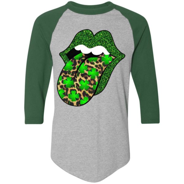 Green glitter lips leopard Rolling Stones cute Saint Patrick’s Day Shirt