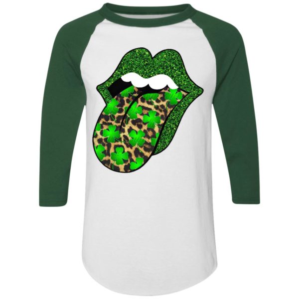 Green glitter lips leopard Rolling Stones cute Saint Patrick’s Day Shirt