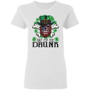 Day of The Drunk American Flag Skull Patrick's Day Shirt