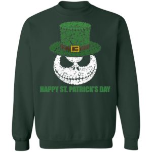 Skellington Head Irish Four-Leaf Clover Nightmare Before Christmas Happy St Patrick's Day Shirt