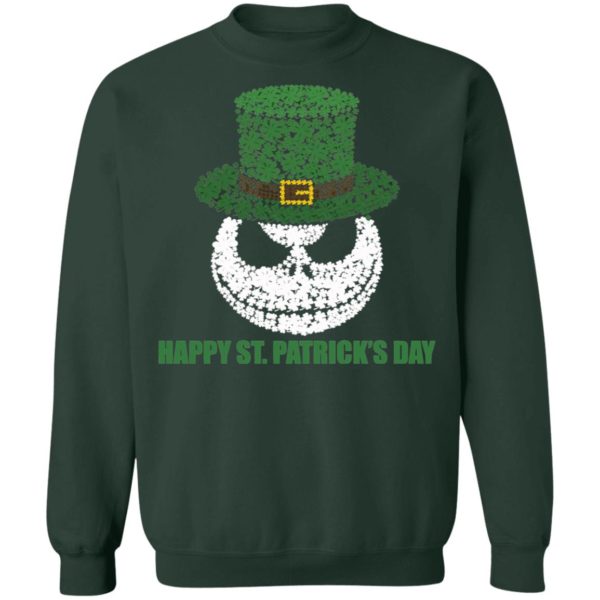 Skellington Head Irish Four-Leaf Clover Nightmare Before Christmas Happy St Patrick’s Day Shirt