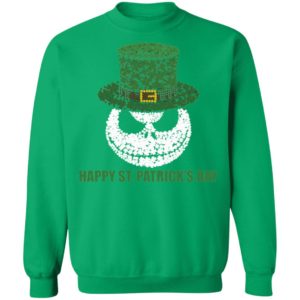 Skellington Head Irish Four-Leaf Clover Nightmare Before Christmas Happy St Patrick's Day Shirt