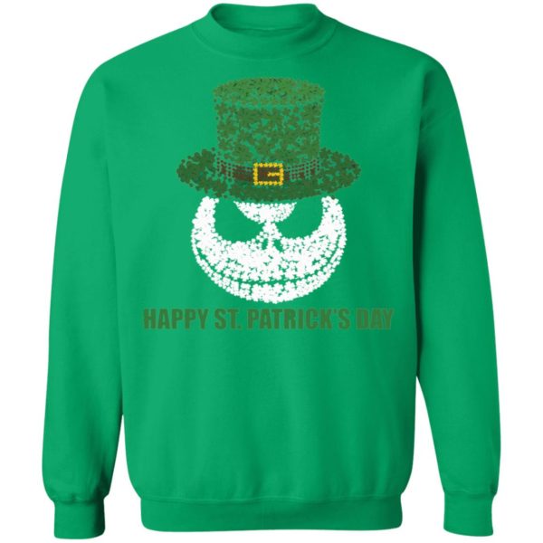 Skellington Head Irish Four-Leaf Clover Nightmare Before Christmas Happy St Patrick’s Day Shirt