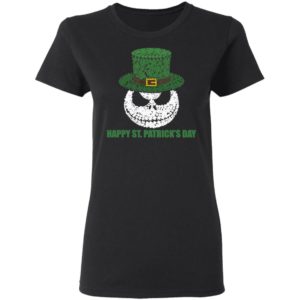 Skellington Head Irish Four-Leaf Clover Nightmare Before Christmas Happy St Patrick's Day Shirt