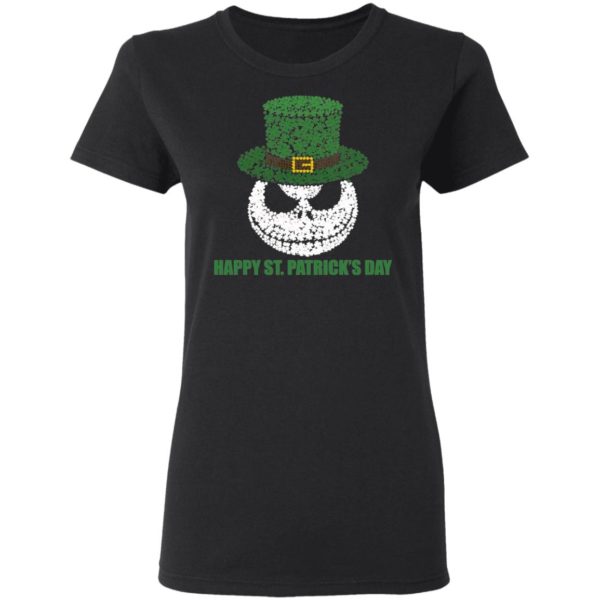 Skellington Head Irish Four-Leaf Clover Nightmare Before Christmas Happy St Patrick’s Day Shirt