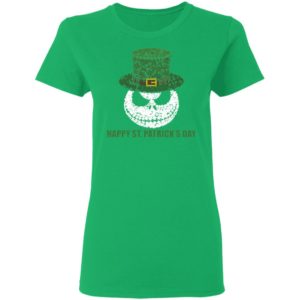 Skellington Head Irish Four-Leaf Clover Nightmare Before Christmas Happy St Patrick's Day Shirt