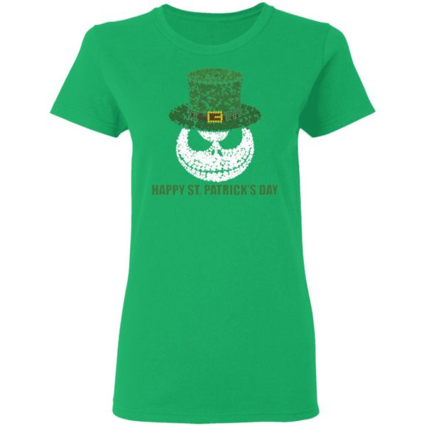 Skellington Head Irish Four-Leaf Clover Nightmare Before Christmas Happy St Patrick’s Day Shirt