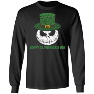 Skellington Head Irish Four-Leaf Clover Nightmare Before Christmas Happy St Patrick's Day Shirt