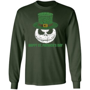 Skellington Head Irish Four-Leaf Clover Nightmare Before Christmas Happy St Patrick's Day Shirt