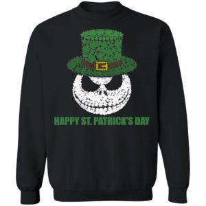 Skellington Head Irish Four-Leaf Clover Nightmare Before Christmas Happy St Patrick's Day Shirt